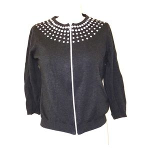 Dark Grey Med. 3/4 sleeve zip up cardigan